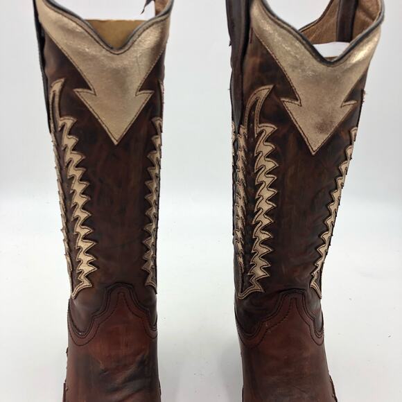 Circle G Women's Overlay & Embroidery & Studded Boots Cognac Size 5.5 M - Picture 4 of 11